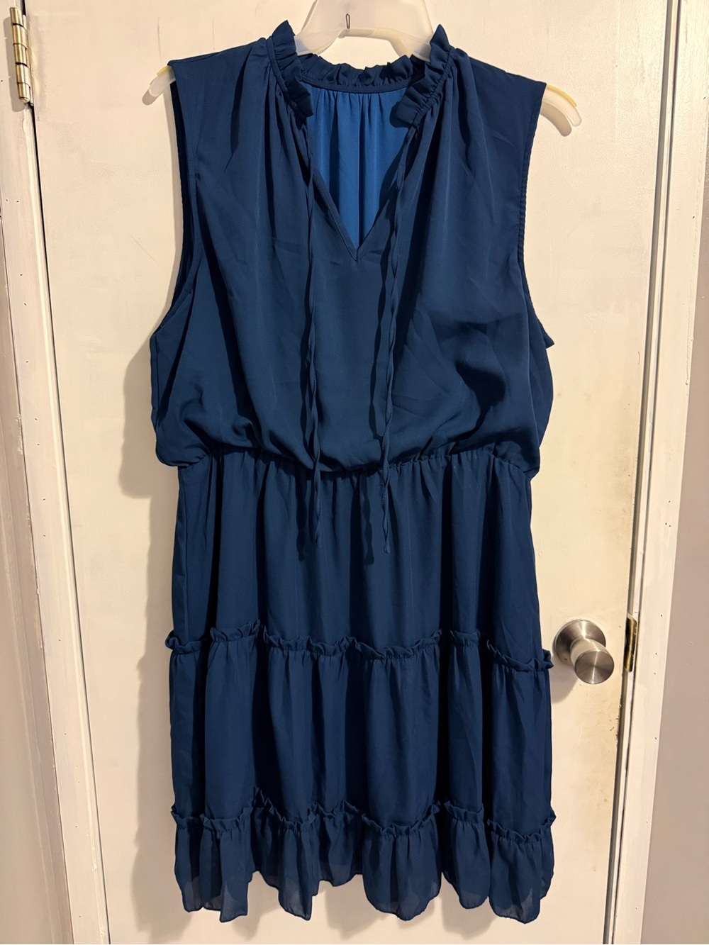 Navy Blue Sleeveless Ruffle Tiered Dress